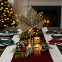 Artículo Decoración de mesa decoración de hoja de arce otoñal dorado antiguo 58cm × 39cm