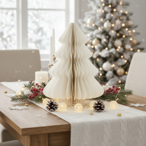 Artículo Adorno colgante para árbol de Navidad, papel, blanco y plateado, 20 cm, juego de 5