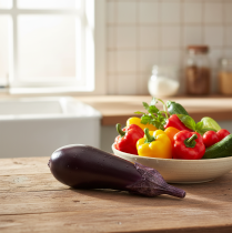 Artículo Chupete de comida berenjena decoración vegetal 15cm