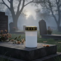 Artículo Luz de tumba LED blanca, temporizador blanco cálido con pilas Ø6,8 H12,2cm