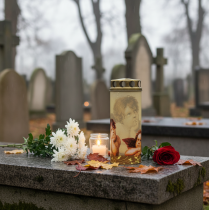 Artículo Vela funeraria ángel vela funeraria con motivo de luz de luto Ø6cm H15,5cm