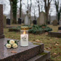 Artículo Vela para tumba de perro con luz para animales blanca Ø7cm H16,5cm