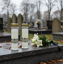 Artículo Velas graves rosas luz de luto blanca Ø7cm H23,5cm 100h 2ud