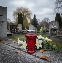 Artículo Velas para tumbas gotas rojas luces de luto Ø9cm H17cm 4 piezas