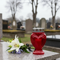 Artículo Velas para tumba con forma de corazón rojo, luz de luto, luz conmemorativa, 9 x 8 x 15 cm, 24 h, 4 unidades