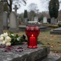 Artículo Velas funerarias luces de luto rojas luces conmemorativas Ø10cm H18cm 4 piezas