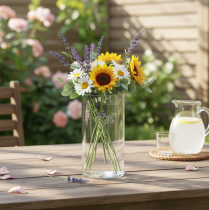 Artículo Jarrón alto de cristal, sencillo cilindro de cristal que puede usarse como florero o elemento decorativo, 20 cm.