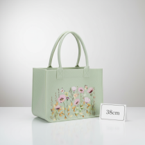 Artículo Bolsa de fieltro con motivo floral, ideal para decorar con flores artificiales e ideas para regalar, 38cm