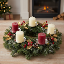 Artículo Portavelas plateado Ø10cm 4 piezas