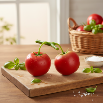 Artículo Tomates Decorativos 2 Tomates Artificiales en Rama Ø6cm L15cm