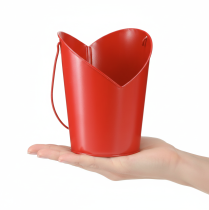 Artículo Maceta metálica decorativa con forma de corazón y asa, color rojo, Ø12cm, H15/9cm.
