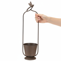 Artículo Macetero vintage con enrejado, diseño de libélula, metal, Ø16/H62cm