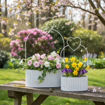 Artículo Bol ovalado decorativo de metal con forma de corazón, blanco, 20/16 cm, juego de 2