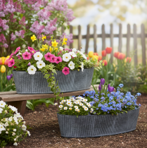 Artículo Bol ovalado de metal, negro y gris, estilo vintage, 32,5/37 cm, juego de 2.