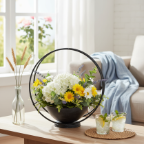 Artículo Bol con pie, anillo decorativo, metal, antracita, 29 cm de alto, 2 piezas