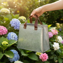 Artículo Bolsa decorativa, plateada, blanca, marrón, metal, maceta, 22 cm de largo, 2 unidades