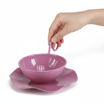 Artículo Taza decorativa de metal con platillo, rosa, 8 cm de alto x 11,5 cm de diámetro, 2 piezas