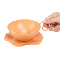 Artículo Taza decorativa de Ø16cm de diámetro y 9cm de alto con placa metálica, color naranja, 2 unidades.