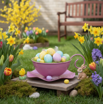 Artículo Taza metálica Ø16cm H9cm Taza decorativa con platillo Rosa 2 piezas