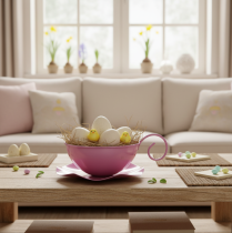 Artículo Taza metálica Ø16cm H9cm Taza decorativa con platillo Rosa 2 piezas