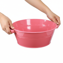 Artículo Bol de metal rosa con asas, redondo, Ø33,5 cm
