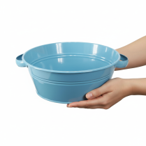Artículo Bol redondo con asa, bol decorativo, bol para flores, azul, Ø33,5 cm