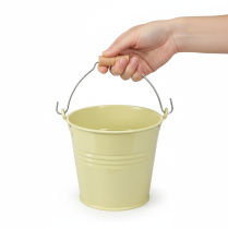 Artículo Maceta metálica tipo cubo con asa, verde/amarillo, 20x17,5x16 cm, 2 unidades