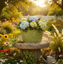 Artículo Bol de metal con estrellas y asas, verde, Ø20cm, H11,5cm