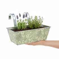 Artículo Maceta con soporte, para balcón, de metal, 35x15cm, H13cm