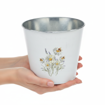 Artículo Maceta de metal blanco, Ø16cm H14.5cm