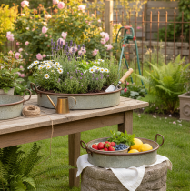 Artículo Bandeja ovalada de metal con asa, color óxido, 46/52 cm, juego de 2