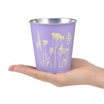 Artículo Maceta metálica, jardinera, flores moradas, Ø10cm H10.5cm