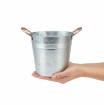 Artículo Maceta metálica con asas, cubo decorativo, Ø21cm H19,5cm