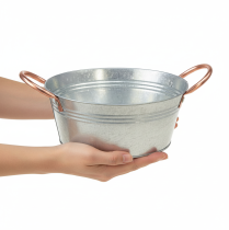Artículo Bol redondo para flores con asas, de metal, Ø21cm, H9.5cm