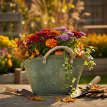 Artículo Maceta con asas de yute, bolso de metal, 31×20×17cm