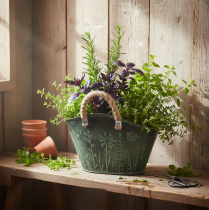 Artículo Maceta con asas, bolsa, metal, yute, 19×13,5×13,5 cm