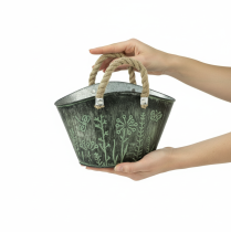 Artículo Maceta con asas, bolsa, metal, yute, 19×13,5×13,5 cm