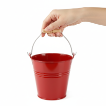 Artículo Cubo/maceta decorativa de metal, rojo, Ø22cm, H21.5cm, 6L