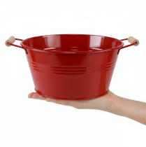 Artículo Bol decorativo con asas, bol de metal para flores, rojo, Ø29cm, H14.5cm