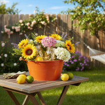 Artículo Bol decorativo con asas, de metal, color marrón anaranjado, Ø29cm, H14,5cm