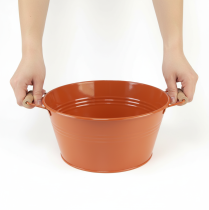 Artículo Bol decorativo con asas, de metal, color marrón anaranjado, Ø29cm, H14,5cm