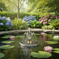 Artículo Bomba solar para estanques de jardín, fuente decorativa flotante con LED, 16 cm