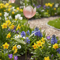 Artículo Estaca decorativa de jardín con forma de tulipán para macizos y bordes de flores, 94 cm.