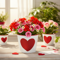 Artículo Maceta blanca con corazón rojo, jardinera, Ø13cm H10.5cm