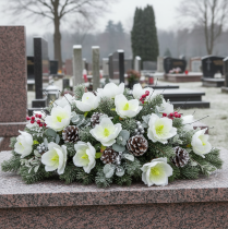 Artículo Rosa navideña en alambre, blanca, 50 unidades