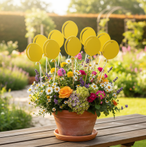 Artículo Tapón de flores ramo decoración pastel topper globo amarillo 28cm 8 piezas
