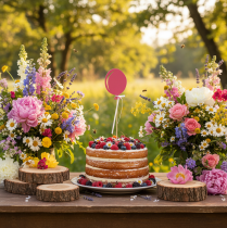 Artículo Tapón de flores ramo decoración pastel topper globo rosa 28cm 8 piezas