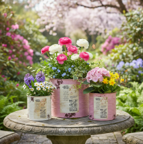 Artículo Juego de macetas para balcón y jardín, jardineras decorativas, estilo vintage, 15 cm, 3 piezas