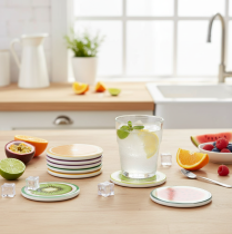 Artículo Posavasos de frutas, diseño de frutas, decoración de mesa, cocina y sala de estar, 10 cm, 6 piezas