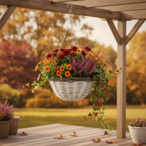 Artículo Cesta colgante, macetero para colgar blanco, marrón, shabby chic Ø31,5cm